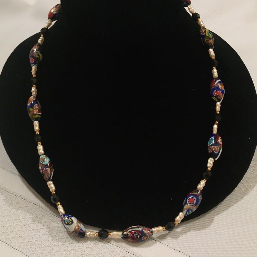 Vintage Murano Glass And Saltwater Pearl Necklace - Picture 4 of 6